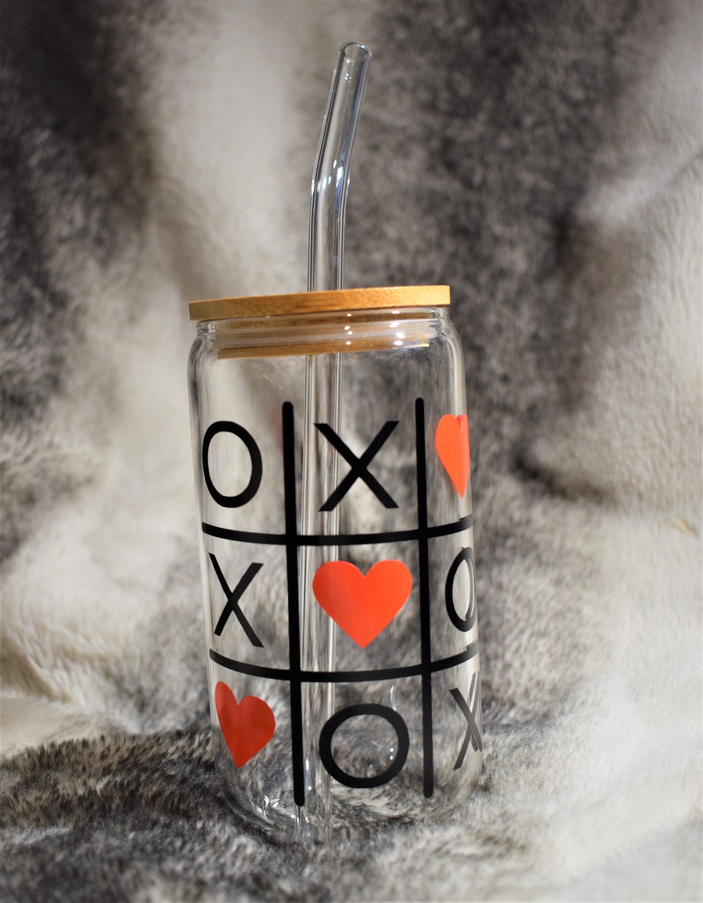Tic-Tac-Toe Valentine's Day Glass Can