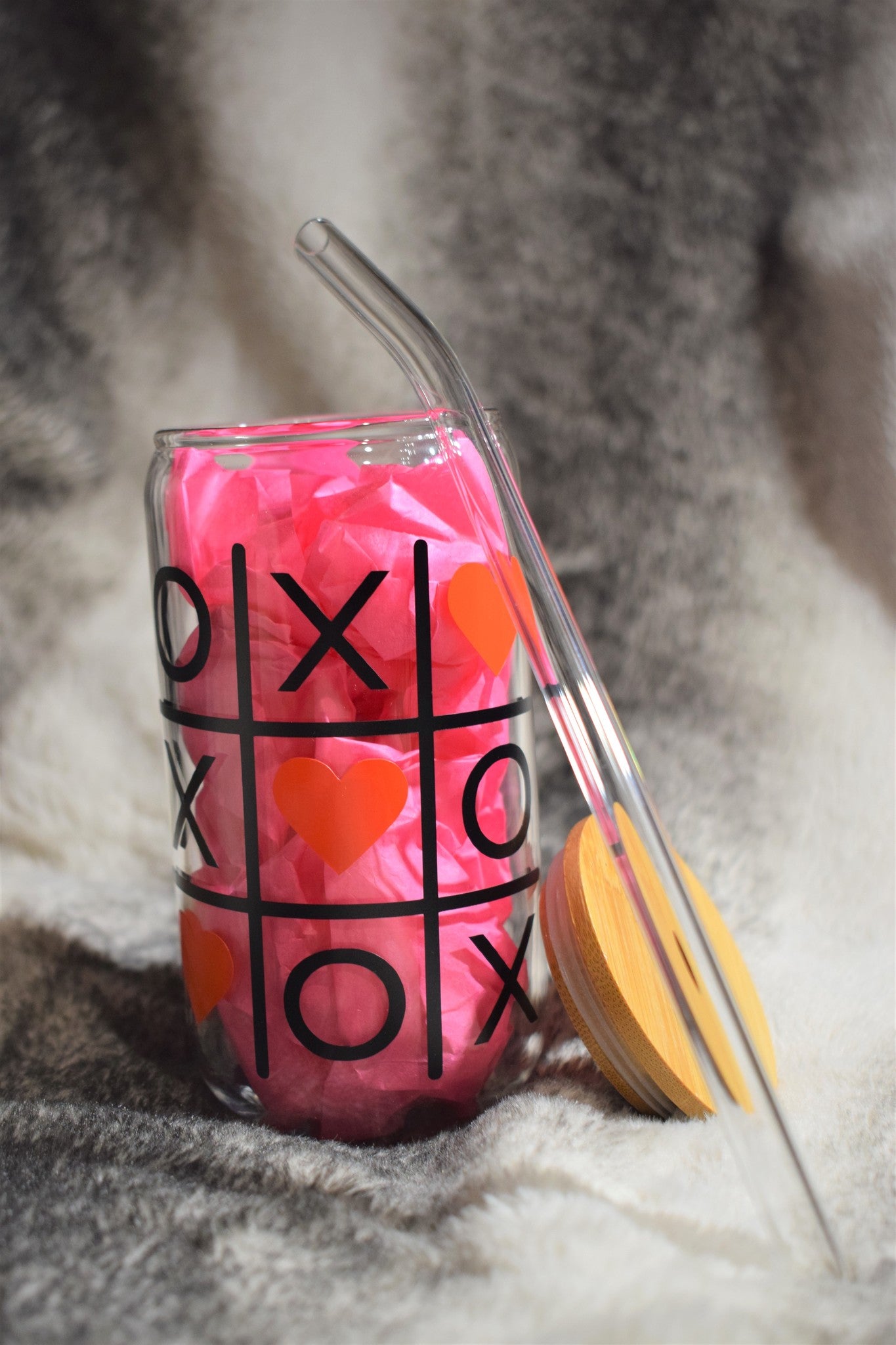 Tic-Tac-Toe Valentine's Day Glass Can
