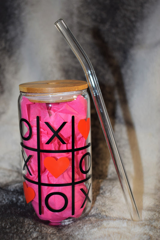 Tic-Tac-Toe Valentine's Day Glass Can